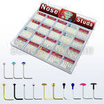 trans3 tray w 1040 pcs of silver nose studs w mix crystal tops