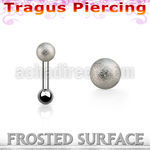 trg35 316l steel tragus piercing w 4mm frosted steel top ball