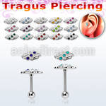 trg40 steel tragus piercing barbell w leave 3 crystals