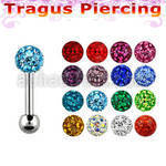 trg8 316l steel tragus piercing w multi crystal ball ball