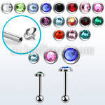 trgfb steel tragus barbell w crystal flat head sized 3mm  5mm