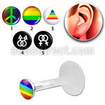 trgl2 bioflex tragus piercing w push in gay pride silver top
