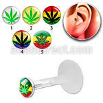 trgl5 bioflex tragus piercing w push in marijuana silver top