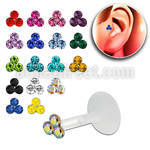 trgs10 bioflex tragus piercing w a silver triple crystal top