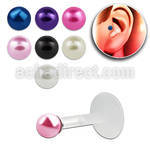 trgs13 bioflex tragus piercing w silver top 3mm faux pearl ball