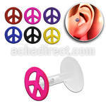 trgs14 bioflex tragus piercing w color peace sign silver top