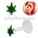 trgs16 bioflex tragus piercing w in green marijuana silver top
