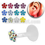 trgs19 bioflex tragus piercing w silver top crystal flower