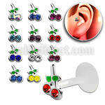 trgs2 bioflex tragus piercing w a silver cherry top w crystals
