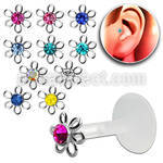 trgs5 bioflex tragus piercing w silver wire flower w crystal