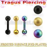 trgt34 pvd plated steel tragus piercing 3mm frosted steel ball