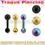 trgt35 pvd plated steel tragus piercing 4mm frosted steel ball