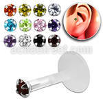 trgz2 bioflex tragus piercing w 2 5mm prong set cz silver top