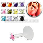trgz4 bioflex tragus piercing w 2mm prong square cz silver top