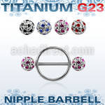 uafnpe8 nipple shield w titanium bar w 2 8mm multi crystal balls