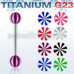 ubbbe titanium g23 tongue barbell with 6mm acrylic beach ball
