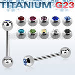 ubbc titanium g23 tongue barbell with 6mm bezel jewel ball