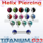ubber23e titanium g23 helix eyebrow barbell w 3mm 2 color balls