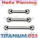 ubber31b titanium g23 helix barbell 14g two 3mm balls