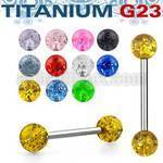 ubbgt titanium g23 tongue barbell w 6mm acrylic glitter ball