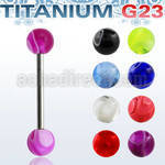 ubbmb titanium g23 tongue barbell w 6mm acrylic marble balls