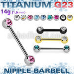 ubbnp2c titanium barbell 14g two forward facing jewel balls