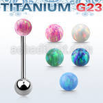 ubbop5 titanium g23 tongue barbell w 5mm synthetic opal ball