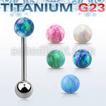 ubbop6 titanium g23 tongue barbell w 6mm synthetic opal ball