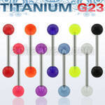 ubbuv titanium g23 tongue barbell with 6mm acrylic uv balls