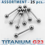 ublk103 bulk of titanium g23 tongue barbells with a 5mm balls