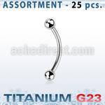 ublk18 bulk body of titanium g23 eyebrow banana with 3mm balls