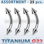 ublk19 bulk body of titanium g23 eyebrow banana with 3mm cones