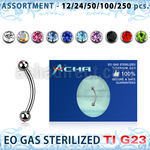 ublk486 eo gas sterilized piercing titanium g23 eyebrow banana 3mm