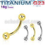 ubn18b3 titanium g23 eyebrow banana 18g 3mm balls