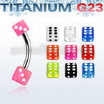 ubn2vd titanium g23 4 5mm banana belly ring with two uv dice