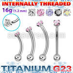 ubnbin12 titanium g23 banana 16g round cz ball internal