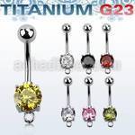 ubnczh titanium g23 belly banana with 8mm prong set cz hoop
