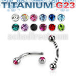 ubne2c titanium g23 eyebrow banana with 3mm bezel jewel balls