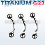 ubneb titanium g23 eyebrow banana with two 3mm balls