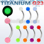 ubnegl titanium g23 banana eyebrow ring w acrylic glow balls