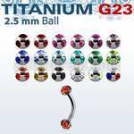ubnemj25 titanium g23 circular barbell w 2 5mm multi jewel ball