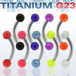 ubnev titanium g23 banana eyebrow ring w 3mm acrylic uv balls