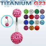 ubnfr68 titanium g23 banana belly ring with 6 8mm ferido balls