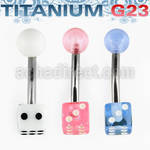 ubnvd titanium g23 banana belly ring w 5mm uv acrylic dice