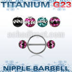 udfnpe8 nipple shield w titanium bar w 2 8mm multi crystal balls