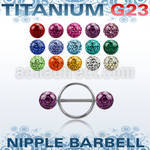 ufnpe8 nipple shield w titanium bar w 2 8mm multi crystal balls