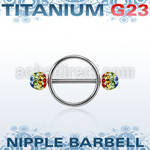 ugfnpe6 nipple shield w titanium bar w 2 6mm multi crystal balls