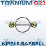 ugfnpe8 nipple shield w titanium bar w 2 8mm multi crystal balls