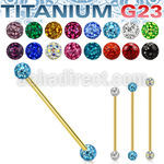 uginfr5 gold anodized titanium industrial barbell 14g ferido