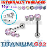 uhein18 titanium barbell descending bezel cz ball internal